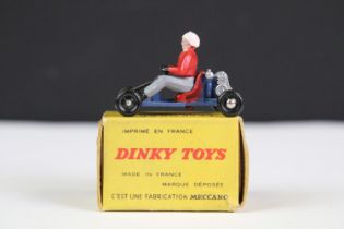 Boxed French Dinky 512 Leskokart Midjet Kart in blue with red and grey driver with white helmet,