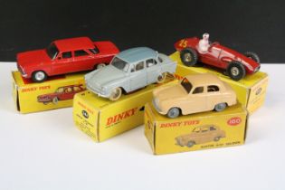 Four boxed Dinky diecast models to include 160 Austin A30 Saloon in tan (diecast vg, fair box),