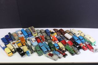 Around 50 Mid 20th C play worn Dinky diecast models to include road and commercial examples