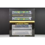 Two cased Graham Farish by Bachmann N gauge DMU sets to include 371-876 Class 108BR blue (2 Car) and