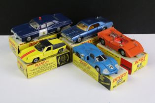 Five boxed Dinky Speedwheels diecast models to include 218 Lotus Europa in yellow, 174 Ford