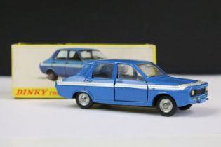 Boxed French Dinky 1424G Renault 12 Gordini Rally Car with blue body with 2 x white stripes around