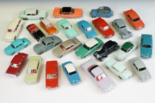 25 French Mid 20th C Dinky diecast models in various play worn condition to include 500 Citroen 2CV,
