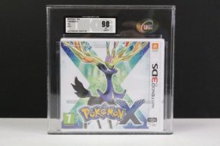 UKG graded cased and bagged Nintendo 3DS Pokemon X PAL game (2013), graded overall 90% MT Gold,