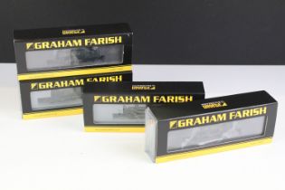 Four cased Graham Farish by Bachmann N gauge locomotives to include 372-206 Class 3F Jinty 47231