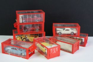 Eight boxed Dinky Mini diecast models in garage boxes to include 98 Michigan Scraper, 21 Fiat 2300