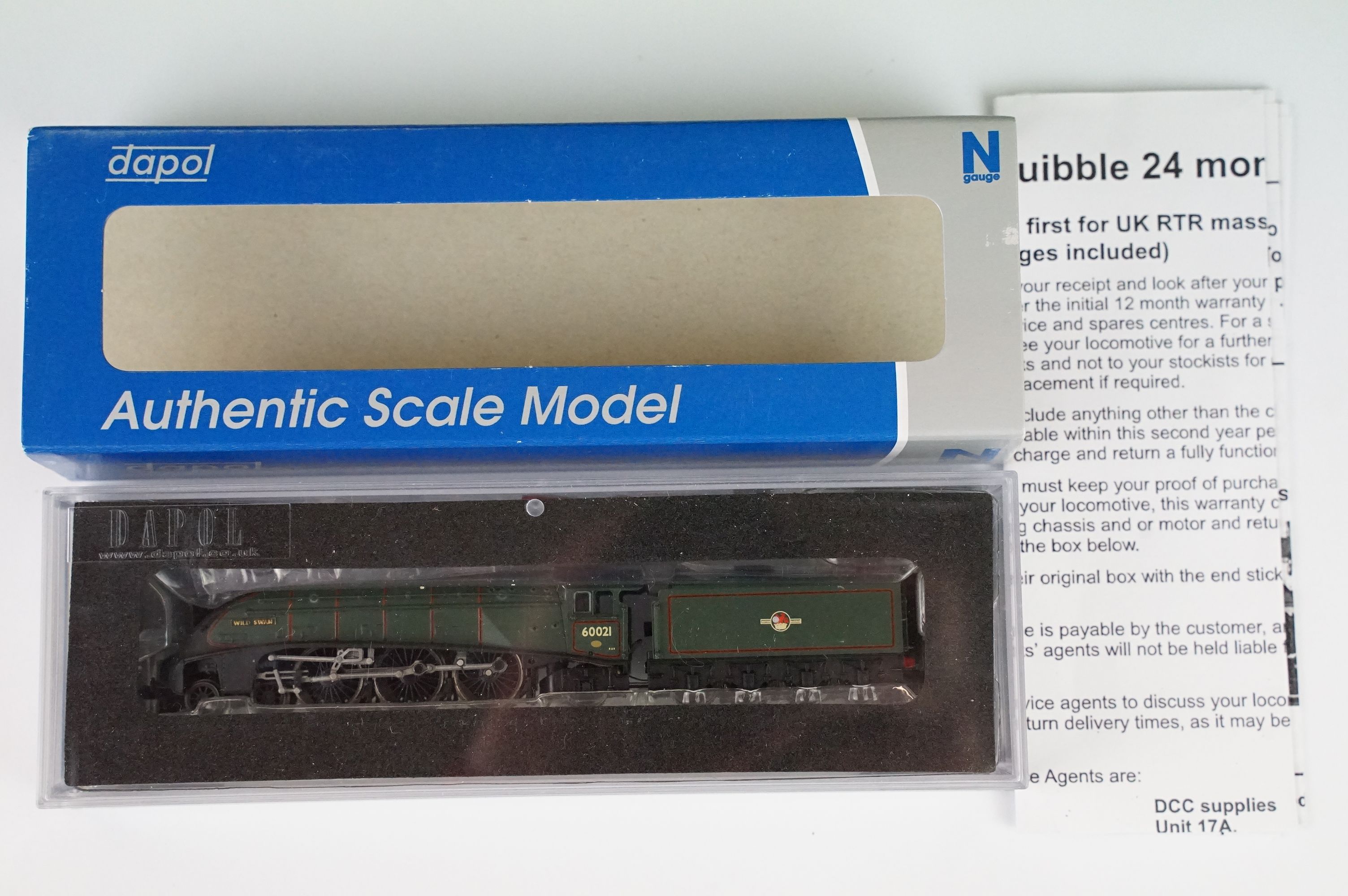 Two cased Dapol N gauge locomotives to include ND128B A4 Steam Locomotive 60017 Silver Fox BR - Image 5 of 8