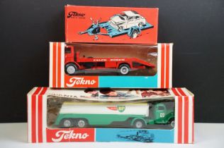 Three boxed Tekno early issue haulage diecast models to include 920 Ford D800 Recovery Fire Truck ‘