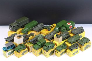 20 Boxed Mid 20th C Dinky military diecast models to include French and British examples featuring