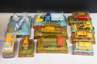 Ten boxed Dinky diecast models to include 439 Ford D800 Snowplough & Tipper Truck, 724 Sea King
