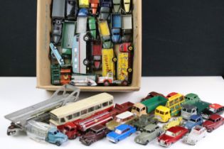 44 French & English Mid 20th C play worn Dinky diecast models to include French Nestle truck, French