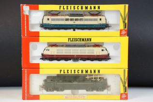 Three boxed Fleischmann HO gauge locomotives to include 4381, 4247 & 4376