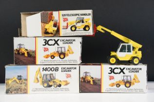 Four boxed NZG JCB construction diecast models to include No. 2771 JCB 1400B Excavator Loader, 2 x