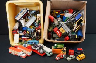 Large quantity of play worn diecast models to include Dinky, boxed AME Porsche Turbo, Mercury, No