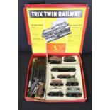 Boxed Trix Twin Railway TTR train set containing 0-4-0 locomotive in black with tender, 8 x items of