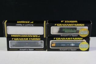 Four boxed Graham Farish by Bachmann N gauge locomotives to include 372-975 Class 24 Diesel BR