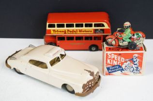 Three boxed and unboxed tin plate models to include Triang Minic London Bus with decals to side of