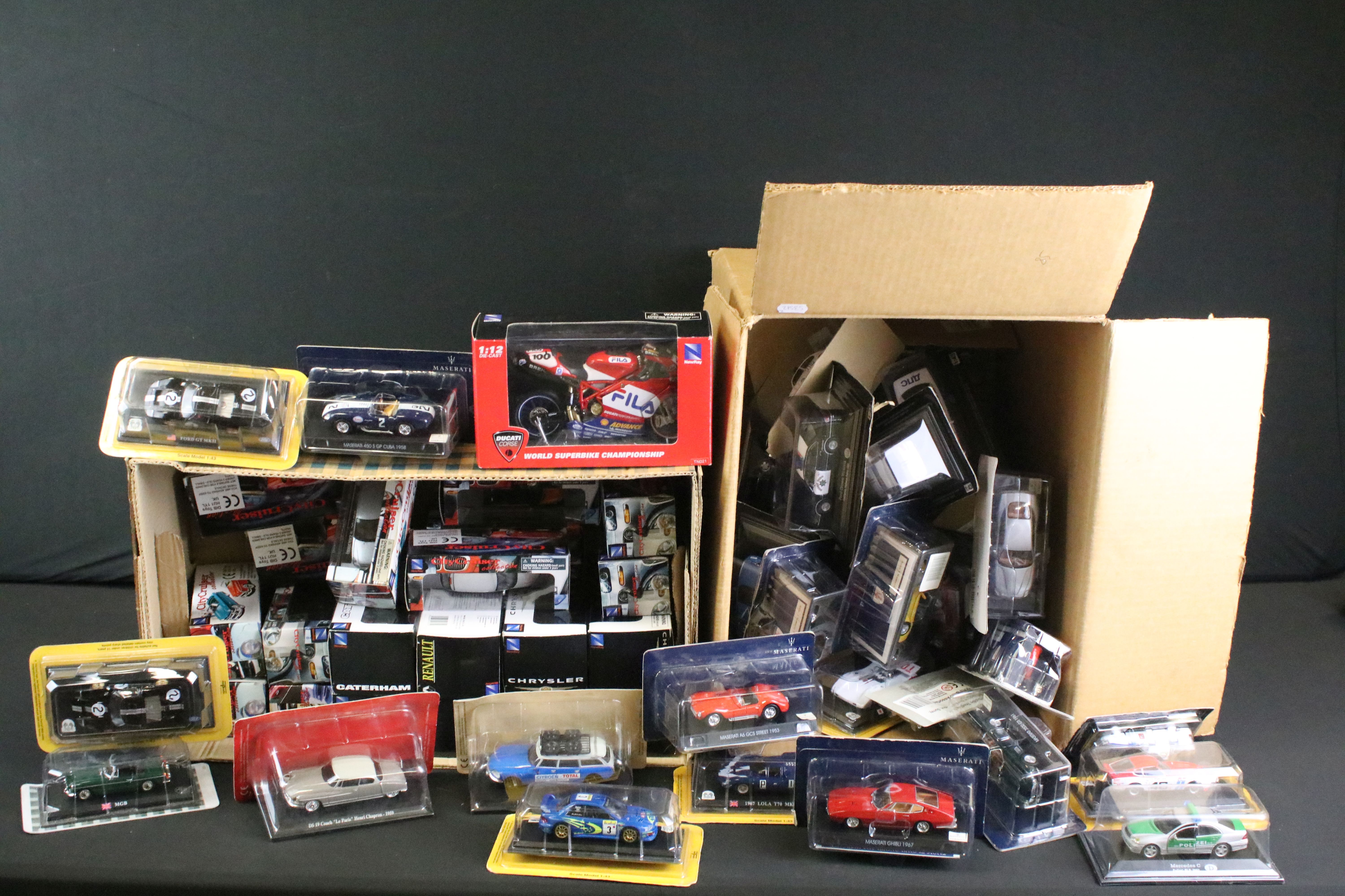 58 Boxed / cased diecast models to include 21 x NewRay (Renault, Mercedes-Benz, Chrysler, Alfa