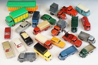 23 French Mid 20th C play worn Dinky diecast models to include commercial and road examples