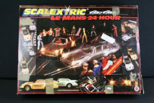 Boxed Scalextric Le Mans 24 Hour racing set, all complete with 2 x Porsche racing cars, track,
