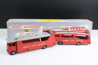 Boxed Dinky Supertoys 983 Car Carrier With Trailer, diecast vg overall with a couple of paint