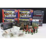 Collection of 14 boxed / carded / bagged metal figures to include 4 x Britains Trooping The Colour