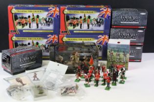 Collection of 14 boxed / carded / bagged metal figures to include 4 x Britains Trooping The Colour