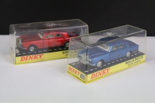 Two cased Dinky diecast models to include 158 Rolls Royce Silver Shadow in metallic blue with