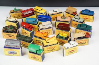 24 Boxed Matchbox Series Moko Lesney diecast models to include 65 3.4 Litre Jaguar, 35 Horse Box, 37