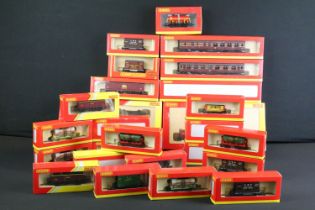 26 Boxed Hornby OO gauge rolling stock items and sets to include 2 x Railroad R6367 Coal Wagon Packs