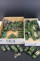 Around 50 Mid 20th C play worn Dinky military diecast models to include Ford Sedan, Daimler,