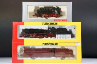 Three boxed Fleischmann HO gauge locomotives to include 80 4176, 4173 & 64094