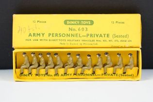 Boxed Dinky No 603 Army Personnel - Private seated figure set, complete with 12 x figures, vg