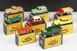 Eight boxed Matchbox Series Moko Lesney diecast models to include 59 Ford Thames Singer Van, 49 M3