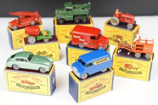 Eight boxed Matchbox Series Moko Lesney diecast models to include 4 Tractor, 47 Trojan Brooke Bond