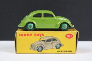 Dinky 181 Volkswagen diecast model in green body with mid-green hubs diecast vg overall, vg box with