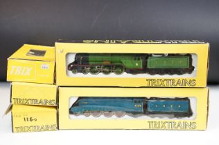 Five boxed Trix Trains HO / OO gauge locomotives to include Mallard, Western Sovereign, 2 x Flying