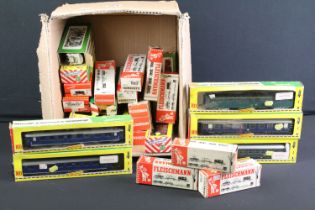27 Boxed Fleischmann HO gauge items of rolling stock to include 1475, 5031, 5400, 1501, 5030 etc,