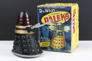 Boxed Marx Toys Doctor Who & The Mysterious Daleks battery operated black Dalek, in gd-vg condition,