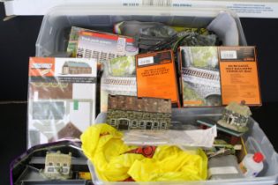 Quantity of OO gauge model railway accessories to include trackside buildings, track, scenery,