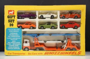 Boxed Corgi Gift Set 20 Car Transporter and Six Cars With Whizzwheels featuring Carrimore Trideck