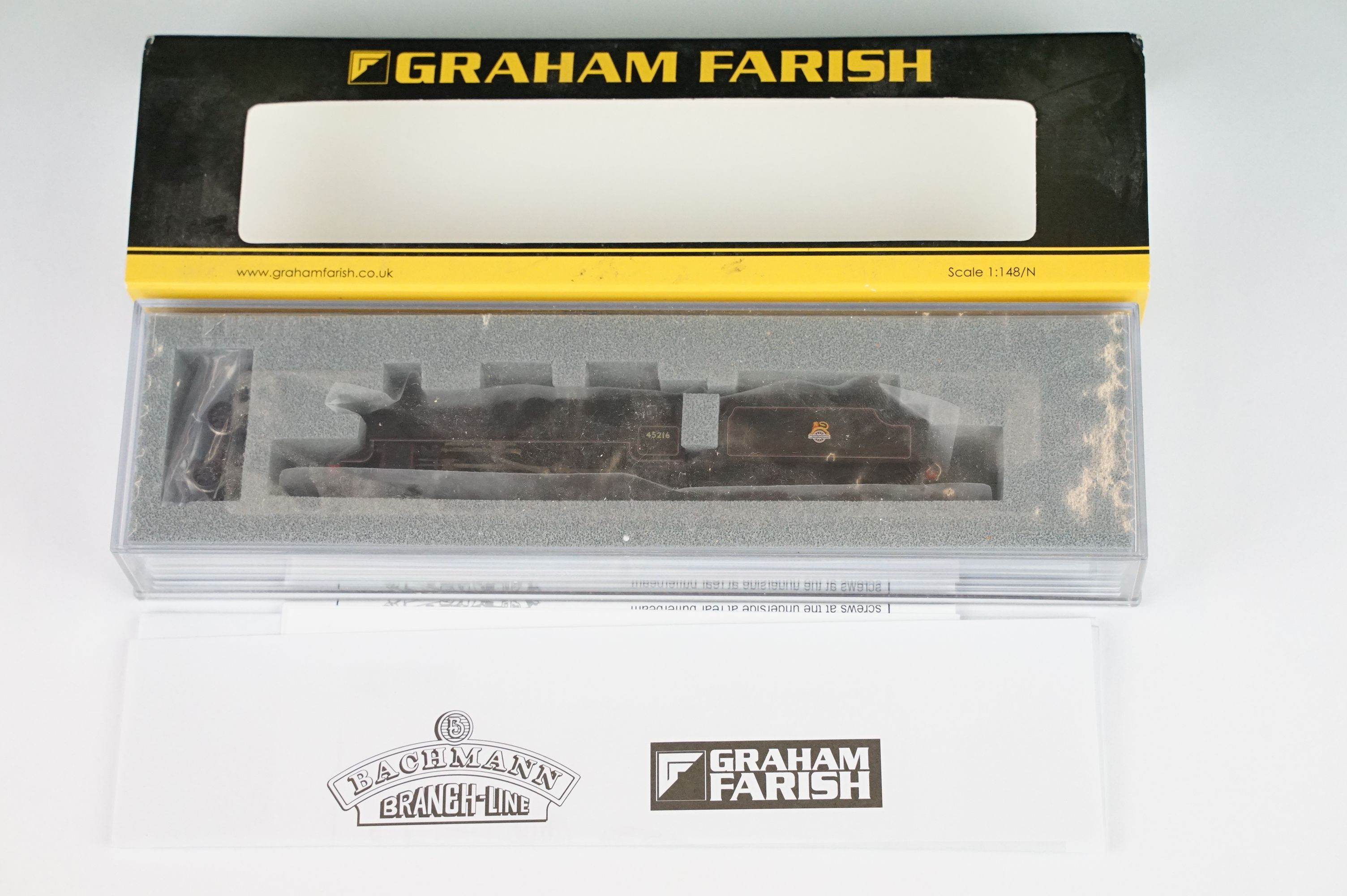 Three cased Graham Farish by Bachmann N gauge locomotives to include 372-135 Black 5 5020 LMS - Bild 2 aus 8