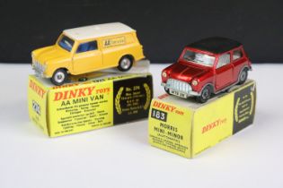 Two boxed Dinky diecast models to include 183 Morris Mini-Minor (Automatic) with red metallic