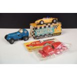 Three boxed / bagged / unboxed models to include boxed Triang Scalextric C62 Ferrari in yellow (In