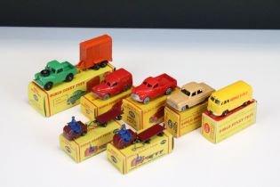 Seven boxed Dinky Dublo diecast models to include 2 x 076 Lansing Bagnall Tractor & Trailer, 065