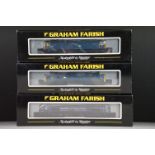 Three cased Graham Farish by Bachmann N gauge locomotives to include 371-381 Class 66 Diesel 66405
