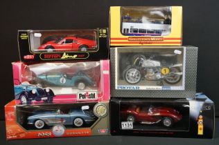 Six boxed diecast models to include 1 x Shell Classico 1/18 Ferrari 1958 Testa Rossa, 1 x Italeri