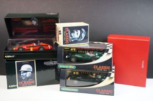 Four boxed Scalextric slot cars to include C2663 Vanwall F1 1958 No.4, C2552 Vanwall F1 1957 No.