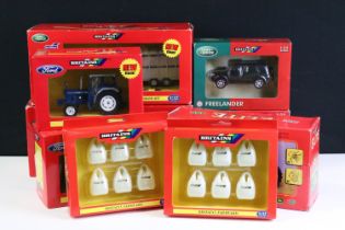 Nine boxed Britains 1/32 scale farming diecast models to include 4060 Land Rover Freelander, 40547