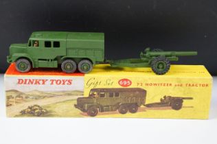 Boxed Dinky Military Gift Set 695 7.2 Howitzer and Medium Artillery Tractor in military green with